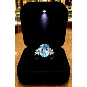 Inlaid Jade Sapphire Combination Ring Size 9